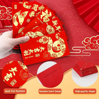 Chinese New Year Red Envelopes, Red Envelopes, 36 PCS Snake Red Envelopes 2025, Snake Year Red Envelopes, 春节红包, Hong Bao, Lucky Money Envelopes Red Pocket For 2025 New Years Eve Party Spring Festival