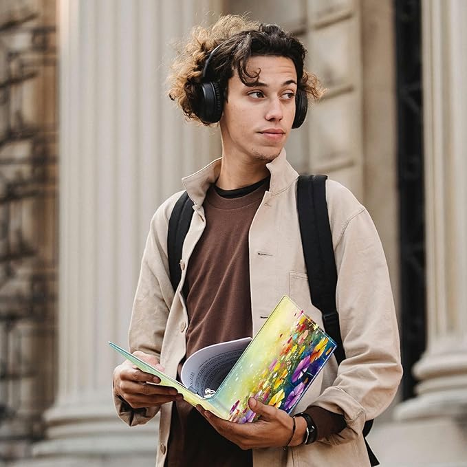 Wildflower PU Leather Padfolio Clipboard Notepad with Pen Loop and Elastic Strap Interview/Resume Document Organizer for Business School Office