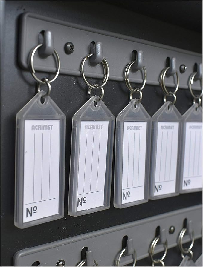 Acrimet Key Cabinet Organizer 256 Positions with Lock (Wall Mount) (256 Smoke Tags Included) (Black Cabinet)