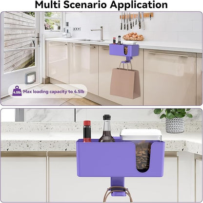 KDD 4 in 1 Desk Cup Holder - Clamp on Under Desk Headphone Hanger - Rotating Headphone Holder Detachable Pen Cup Holder Desk Storage for Cup, Phone and Pen(Purple)