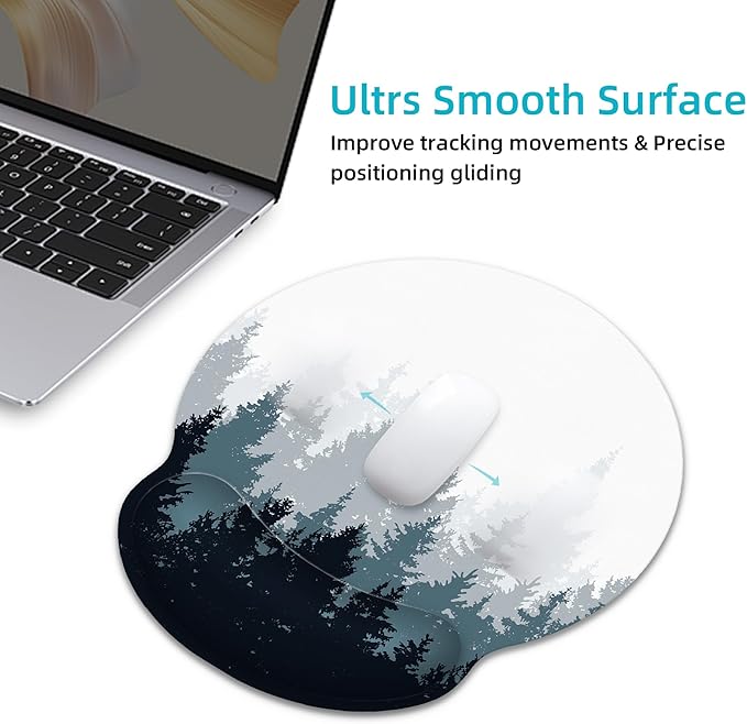 Ergonomic Mouse Pad with Wrist Support,Forest Mouse Pad with Wrist Rest,Relieve Wrist Pain Mousepad Non-Slip Rubber Base,Mouse Pads for Desk,Computers,Laptop,Office,Home,Gaming,Accessories