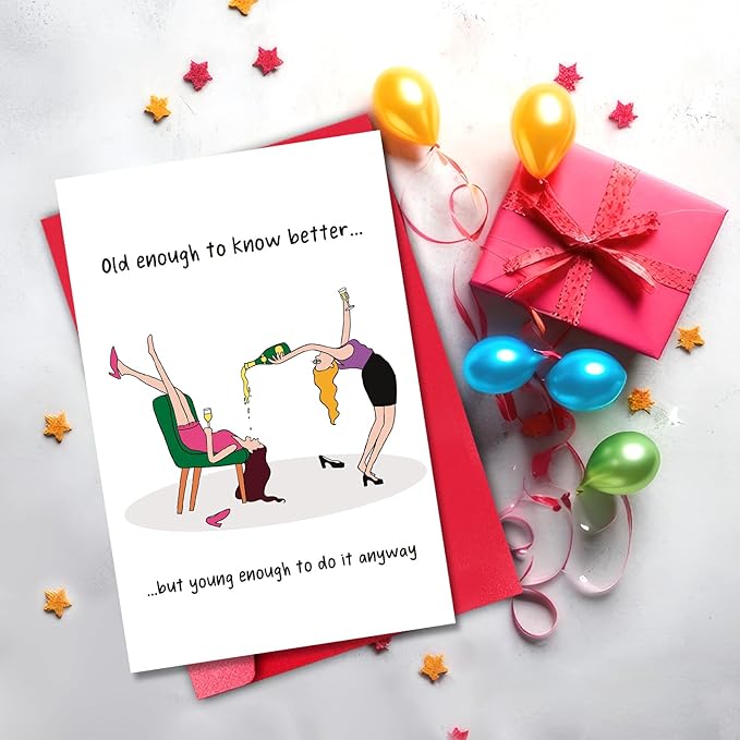 Female Friend Birthday Card Funny, Happy Birthday Card for Girls Mom Bestie Bff (Old Enough)