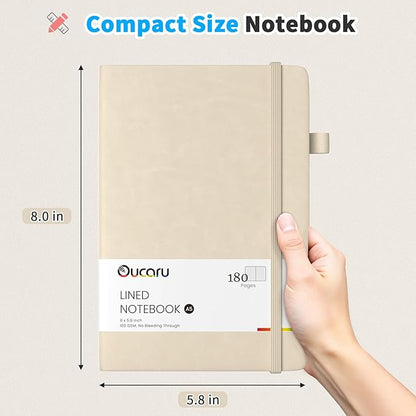 Lined Journal Notebook, 4 Pack, 180 Pages, A5 Journals for Writing, 100 GSM Thick Paper, Small Notebooks Daily Journal for Women Men Work, Business, School, Travel Supplies