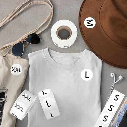 3500 PCS Clothing Size Stickers Labels 7/8" Round Self Adhesive Size Stickers for Clothing T Shirts Retail, 7 Sizes (XS, S, M, L, XL, XXL, XXXL)
