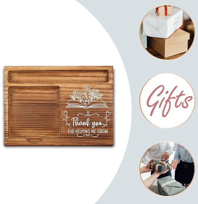 Thank You for Helping Me Grow Teacher Sticky Note Holder, Teacher Desk Supplies Set, Thank You Teacher Appreciation Gifts from Student Self-Stick Note Pad Holders GSH23