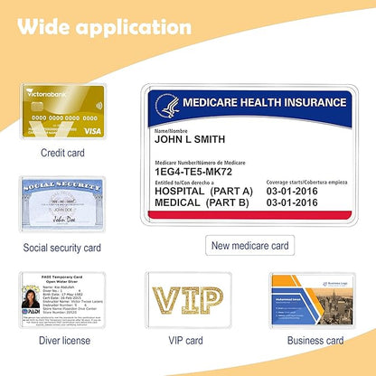 6 Pack New Medicare Card Holder Protector Sleeves，12Mil Clear PVC Waterproof Medical/Credit Card, Business/Social Security Card Protector