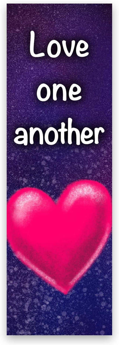Love One Another, John 13:34, Bulk Pack of 25 Christian Bookmarks for Kids, Childrens Bible Verse Book Markers, Sunday School Prizes with Memory Verses, Scripture Gifts for Kids & Youth