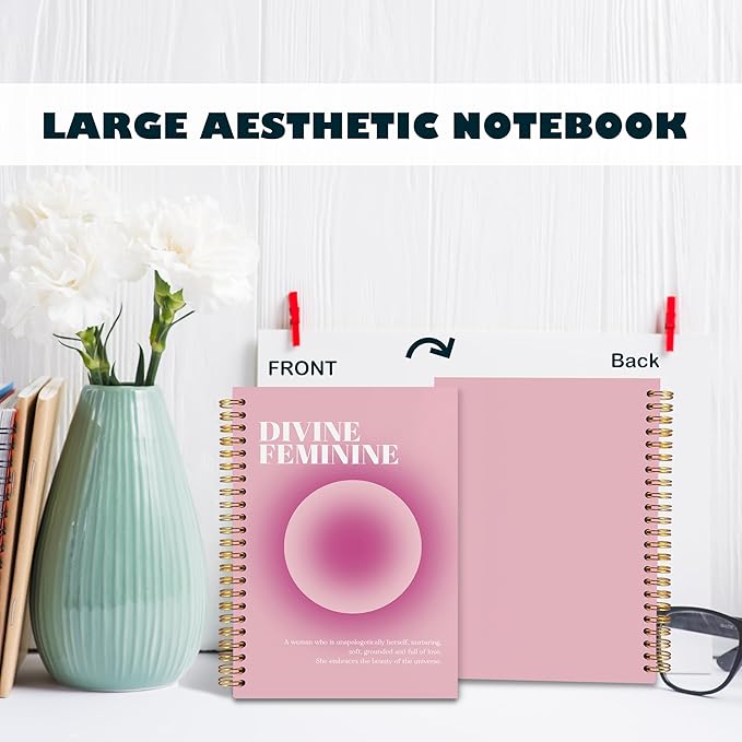 BearCake Pastel Pink Gradient Aura Notebook Journal, Divine Feminine Spiritual Notebooks, Aesthetic Notebooks, Pink Aesthetic Office Supplies, Hardcover Spiral Notebook 5.5x8.3