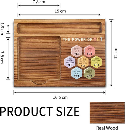 vizuzi The Power of Yet Mental Health Sticky Note Holder, Therapy Office Decor, DBT Growth Mindset Gifts for School Counselor Women Men Psychologist Therapist Self-Stick Note Pad Holders ZSS43