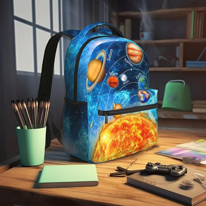 Planet Backpack Outer Space Backpacks Daily Backpack Large Capacity Universal Waterproof Bags With Adjustable Straps Lightweight Breathable Travel Camping Backpack15x11in