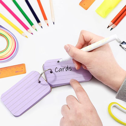Koogel 300 Pcs Colored Index Cards, 2.2 x 3.5 Inch Study Notecards with Ring for School, Learning, Memory