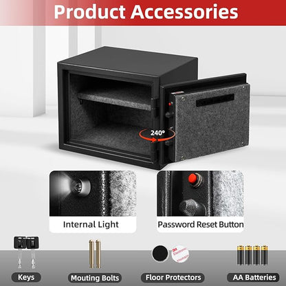 1.2 Cubic Feet Fireproof Safe Box, Fireproof Home Safe for Money, Jewelry, Documents and Valuables W/Digital Keypad,Alarm System,Removable Shelf Safe, Home and Office Use Fireproof Document Box