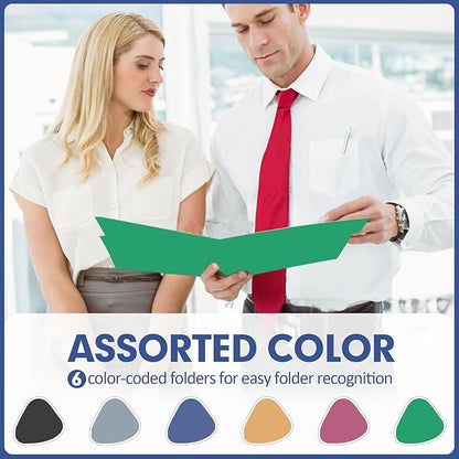 File Folder, PANDRI 120 Pack Colored File Folder, 1/3 Cut Tab, Letter Size, Assorted 6 Dark Colors Filing Folder for Office School Business