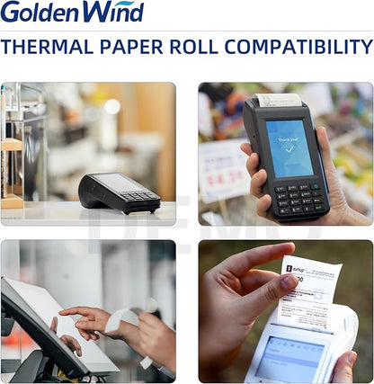 50 Rolls, GOLDEN WIND Thermal Receipt Rolls, 2 ¼" x165' Cash Register/POS Receipt Rolls, 55 GSM Premium Quality, BPA Free, White.