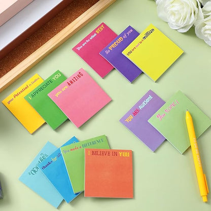 Yinder 24 Pcs Inspirational Sticky Notes with Lines Cute Motivational Sticky Notes Pad Employee Appreciation Gifts Bulk for Teacher Nurse Coworkers Office Supplies 3 x 3''(Classic Color,Thank You)