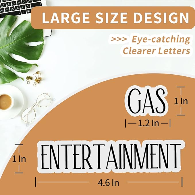 OOUUREC Cash Envelope Sticker Labels - 100 Black Vinyl Decals for Finance Planner, Budget Binder, Wallet