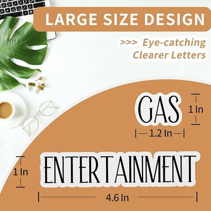 OOUUREC Cash Envelope Sticker Labels - 100 Black Vinyl Decals for Finance Planner, Budget Binder, Wallet