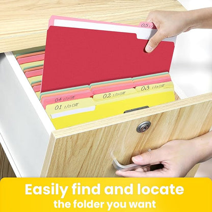 SUNEE File Folders Letter Size Red, 100 Pack Manilla Folders 8.5 x 11 1/3-Cut Tabs, Colored File Folders Office Home School for Documents Files Paper