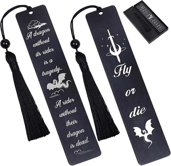 Metal Dragon Bookmark Gift - 2Pcs Metal Bookmark for Book Lovers Cool Dragon Bookmarks for Kid Unique Drangon Book Marks for Men Women Funny Dragon Book Mark with Tassels Gifts for Book Nerd