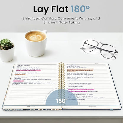 Lined Spiral Journal Notebook for Women, A5 College Ruled Journals for Writing, Hardcover Notebooks for Work, Note Taking and Office School Supplies,140 Pages - Lineage Floral