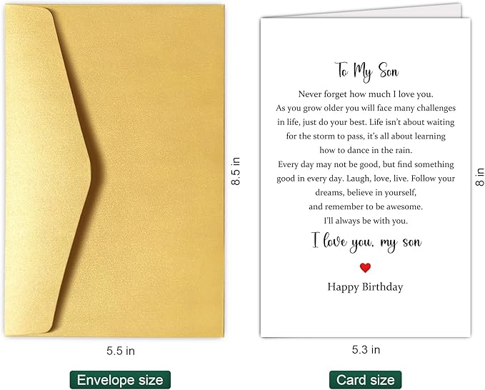 Chenive Sentimental Poem Birthday Card for Son, To My Son How Much I Love You