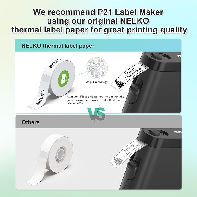 Nelko Label Maker Machine with Tape, P21 Bluetooth Label Printer, Wireless Mini Label Makers with Multiple Templates for Organizing Office Home, Black