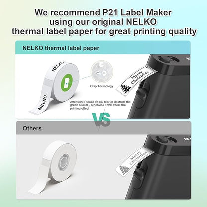 Nelko Label Maker Machine with Tape, P21 Bluetooth Label Printer, Wireless Mini Label Makers with Multiple Templates for Organizing Office Home, Black