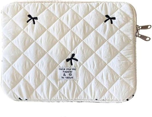 9-11 Inch Tablet Sleeve Case for iPad Pro 11 Air 4 10.2 Tab Protective Bag Cute Bowknot Quilted Puffy Laptop Pouch Carrying Case