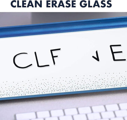 Quartet Glass Dry Erase White Board, Desktop Computer Pad for Notetaking, 18" x 6" Whiteboard, Clean Erase Surface with Storage, 1 Dry Erase Marker, Dot Pattern (GDP186D)