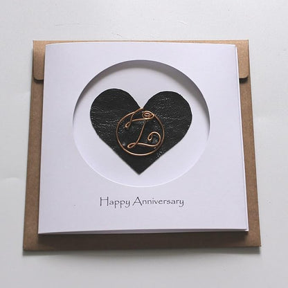 Personalized Initial Copper Card, Copper Initial, Anniversary Card for Her, Couple, Gift for Her (Z)