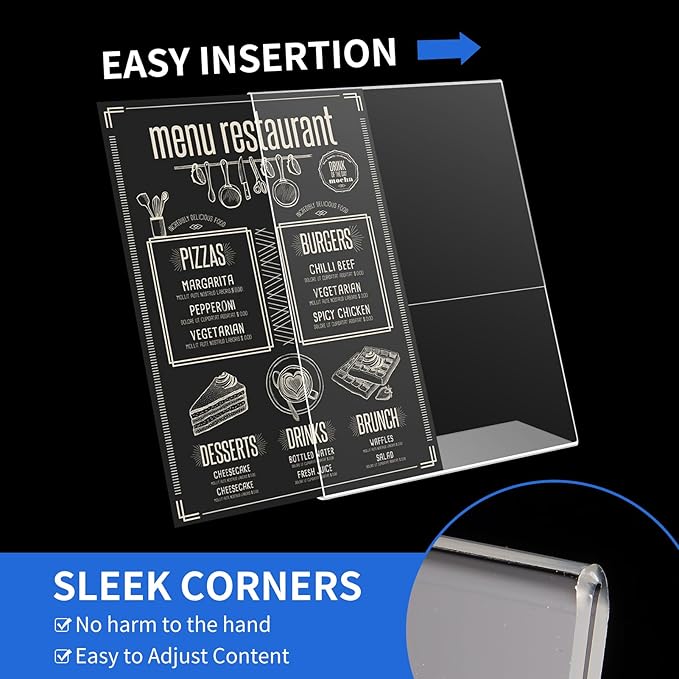 18 Pack Acrylic Sign Holder 8.5 X 11, L Shape Clear Sign Holder, Clear Plastic Sign Holder Picture Photo Frames, Flyer Document Paper Display Stand for Office Desktop