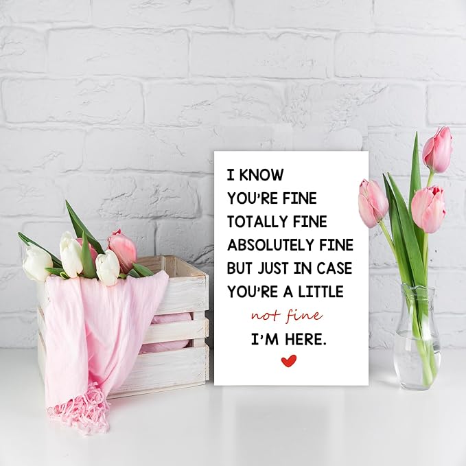Funny Encouragement Greeting Cards for Women Men, Thinking of You Cards for Husband Wife, Get Well Soon Card, You’re Totally Fine I’m Here for You Card