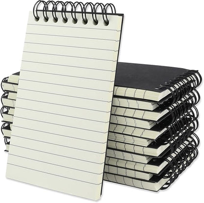 12 Pack Pocket Notebooks, 3x5 Small Notepads, Mini Spiral Notebooks, 60 Sheets/120 Pages,Lined College Ruled Paper, Memo Pads for Home, Office, School or Travel (Black)