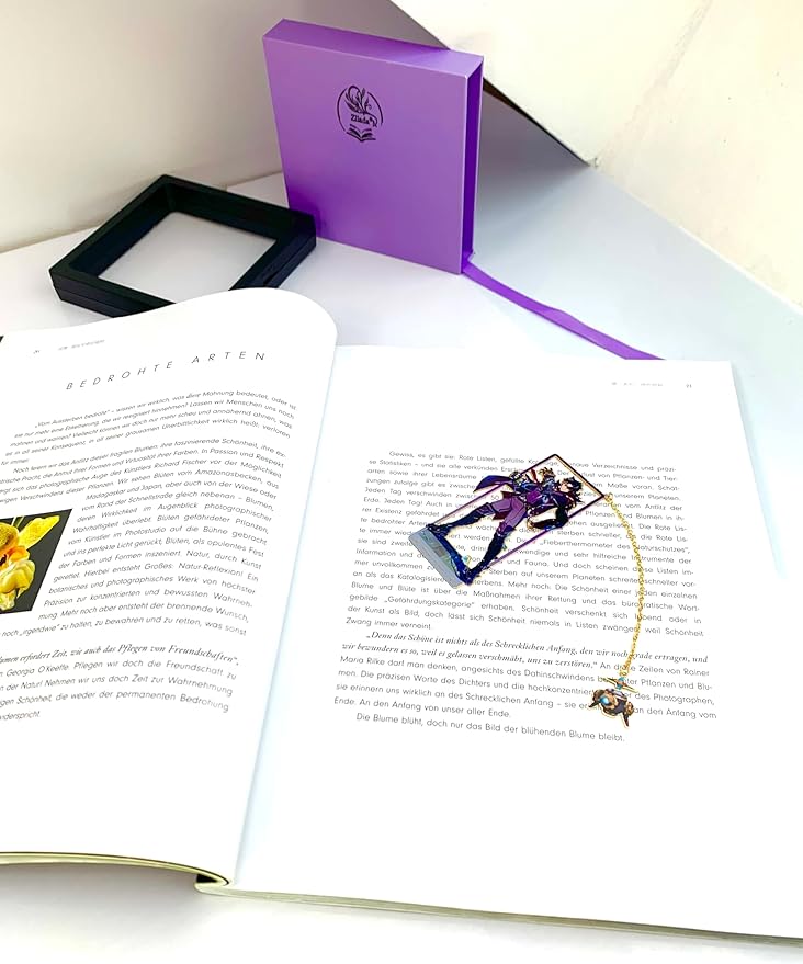 Genshin Impact Wriothesley Metal Bookmark - Anime Figure Merch with 3D Display Box - Birthday Gifts for Fans Friends Gamer Book Lovers - Zllada