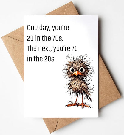 One Day Your 20 in the 70s Greeting Card - Funny 70th Birthday Card Gifts for Women Men - Happy 70th Birthday Decorations for Dad Mom - Cool Bday Gifts for 70 Year Old Woman Man