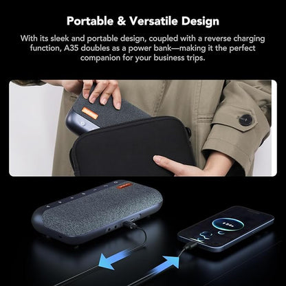 NUROUM A35 Conference Speaker and Microphone, AI-Powered Noise Cancelling, 32kHZ 13ft Voice Pickup, Daisy Chain for up to 20 People, Bluetooth/USB Speakerphone Compatible with Zoom/Teams/Google Meet