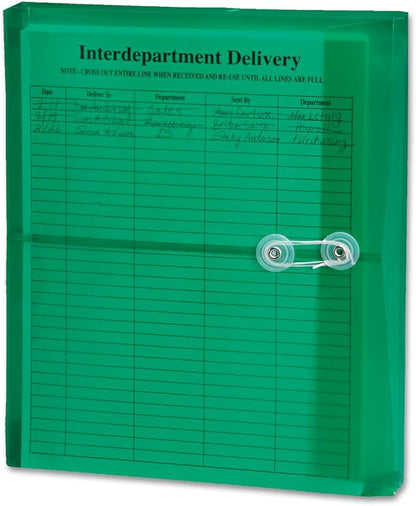 Smead Poly Envelope, 1-1/4" Expansion, String-Tie Closure, Side Load, Letter Size, Green, 5 per Pack (89523)