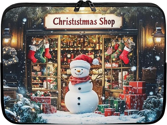 Christmas Snowman Laptop Sleeve Case for Women Laptop Protector Lightweight Computer Sleeve 17 inch Suitable for Girls Boys Tablet Bag Laptop Accessories