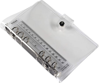 Ancicraft A6 Binder 6 Ring Cover Clean Transparent Soft PVC for Refillable Notebook Shell with Snap Closure and 1 Ruler 4.9x7.7inch