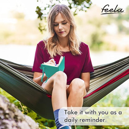 feela 15 Pack Pocket Small Notebooks Bulk, Mini Cute Memo Notepads Hardcover College Ruled Lined Journals with Pen Holder for Women Girls Office School, with 15 Black Pens, 3.5”x 5.5”, A6, Aqua