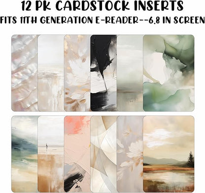 E-reader Cardstock Paper Inserts for Clear Case | 12 pk 4.88 x 6.73” inches Paper White 11th Generation 6.8" Screen Compatible Put Behind Case Colorful Floral Designs Change Out (Design Mix 8)