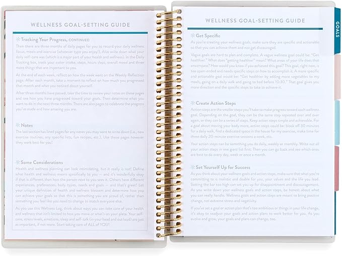 Erin Condren Coiled A5 Daily Wellness Planner, Features 160 Pages of Thick, Bleed Resistant 80 Pound Paper Boost Productivity, Durable, Pretty, Cute, Stylize