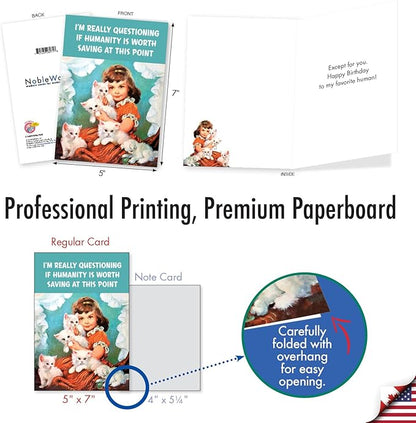 NobleWorks, Funny Birthday Paper Card with 5 x 7 Inch Envelope (1 Card) Bday Questioning Humanity C10807BDG