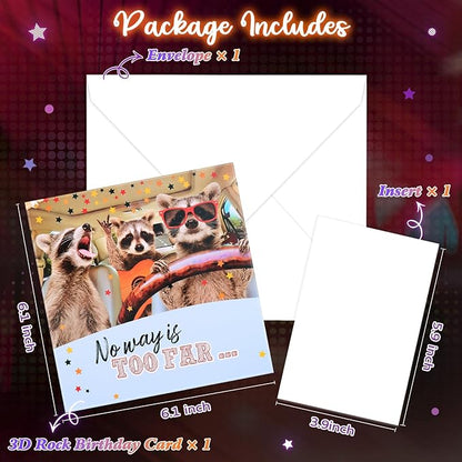 Birthday Cards, Funny MUSICAL&SHAKING Raccoon Pop-up Greeting Card Birthday Gifts for Women Men Husband Wife Kids