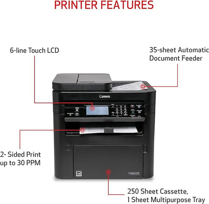Canon imageCLASS MF267dw II - Monochrome Duplex Wireless Laser Printer, All-in-One With Scanner, Copier, Fax, Auto Document Feeder, Mobile Ready, 30 PPM, Black