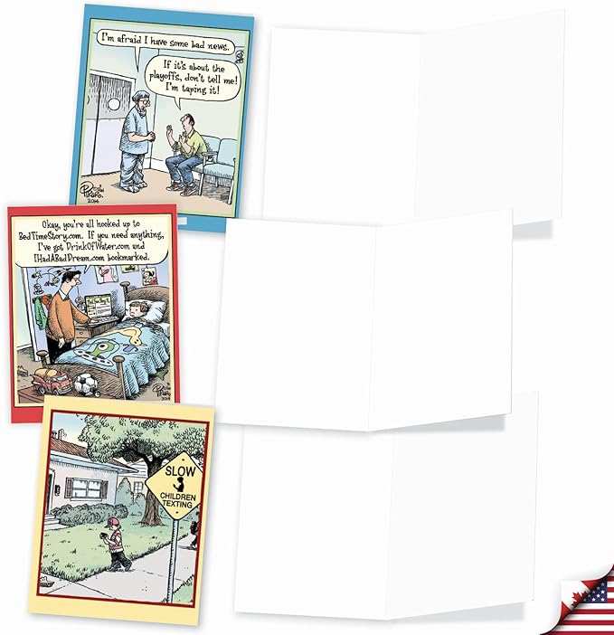 The Best Card Company - 10 Funny Assorted Blank Humor All Occasions Notecards Boxed Set 4 x 5.12 Inch w/Envelopes Cartoon Comics for Men, Women (10 Designs, 1 Each) - Very Bizarro M6464OCB