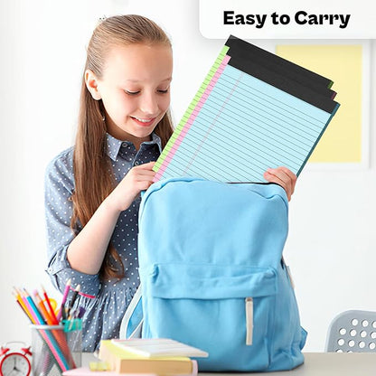 Legal Pads 8.5 x 11, 6 Pack Colored Note Pads 8.5 x 11 Pink Notepad 8.5 x 11 Multi-Color Pink/Green/Blue Writing Pads 8.5 x 11 Lined Paper Pads Wide Ruled Legal Pad Notebook Paper, 30 Sheets per Pad