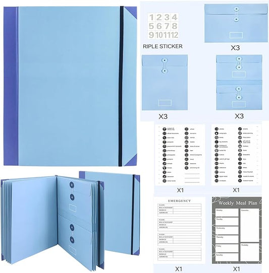 in Case I Go Missing Binder,The Folio Document Organizer,Lifebook Document Organizer with Labels,Suitable for Important Document,Emergency Binder,Life Binder,Passports,and Letters(Blue)