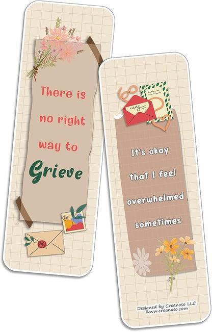 Creanoso Grief and Loss Affirmation Bookmarks (20-Sets x 6 Cards) – Daily Inspirational Card Set – Interesting Book Page Clippers – Great Rewards for Adults and Professionals