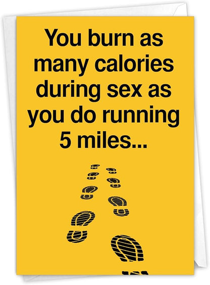 NobleWorks - Funny Happy Birthday Card with Envelope - Colorful Humor Card, Greeting Note - Five Miles 9994